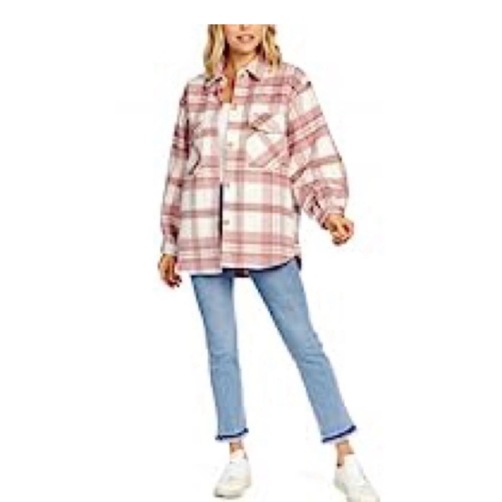 NWT Simply Southern Pink plaid Shacket, size small